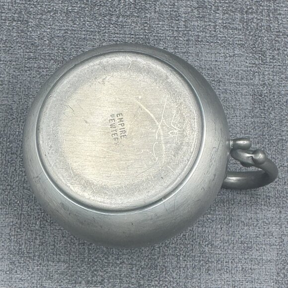 Vintage Empire Pewter Creamer & Sugar Bowl Marked Old Mark USA Primitive - Picture 8 of 16